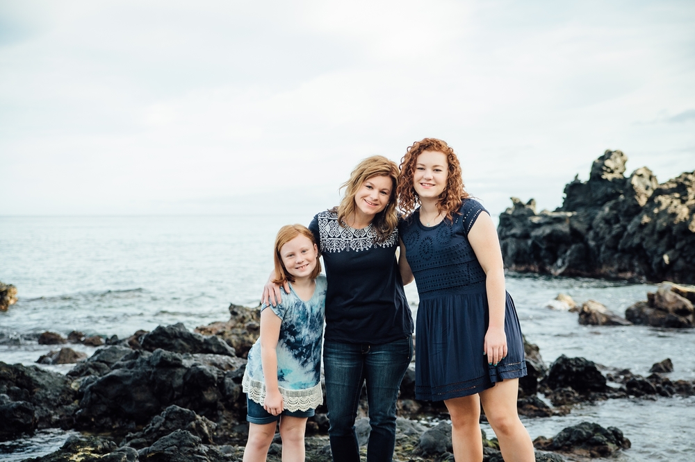 mom with daughters during their Hawaii family vacation