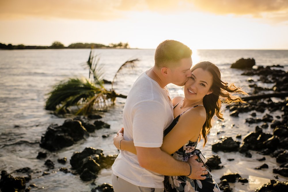 radiant sunset during an engagement by Big Island photographer