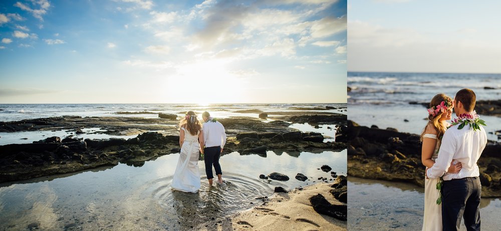 newlywed photos by the sea during their wedding in Kona 