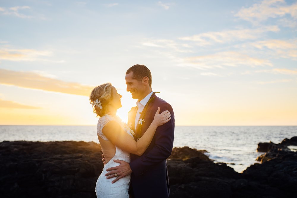 gorgeous sunset photo of the bride and groom