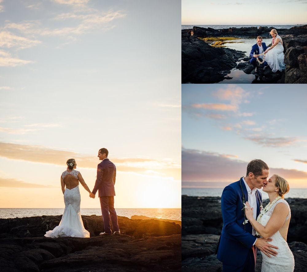 romantic couple on hawaii beach wedding