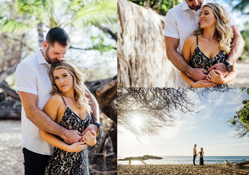 sweet engagement photos of the couple at Kona beach