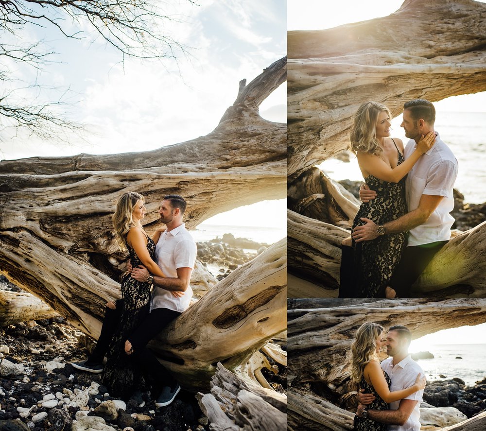 couple snuggling each other during engagement session