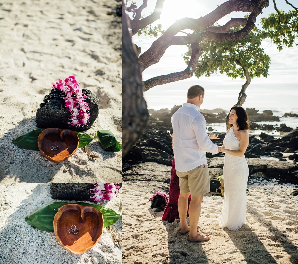 sunset wedding ceremony by Hawaii elopement photographer 