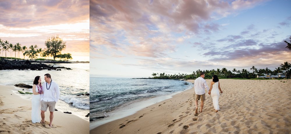 bride and groom eloping at a Hawaii white beach