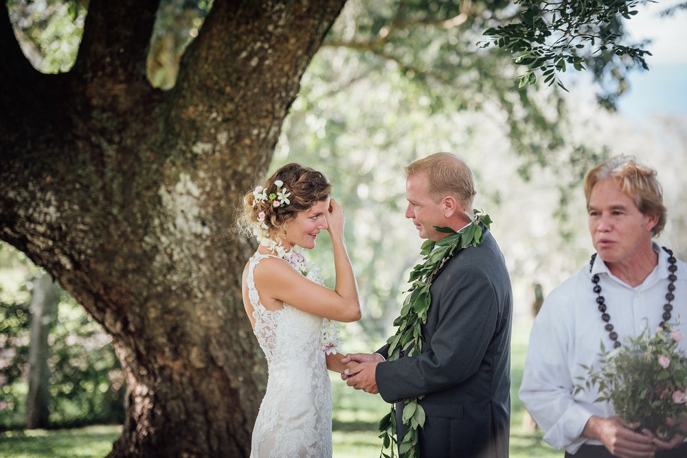 emotional moment for the bride during a big island wedding