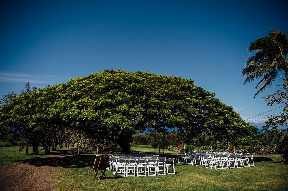 Puakea Ranch wedding location set-up