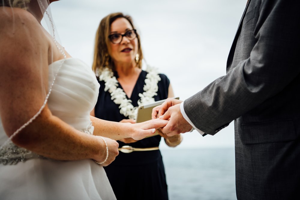 Wedding ring exchange during kona wedding