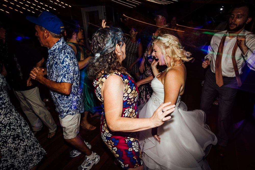 Bride dancing on her wedding day in Hawaii