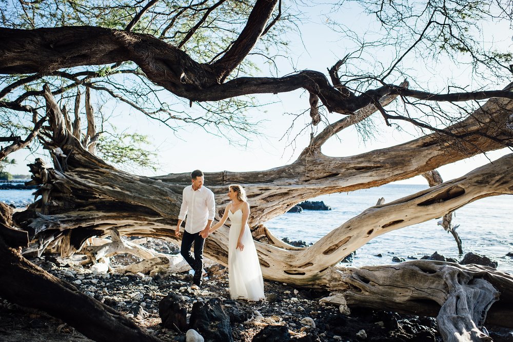 Couple holding hands for Big Island Wedding Photography