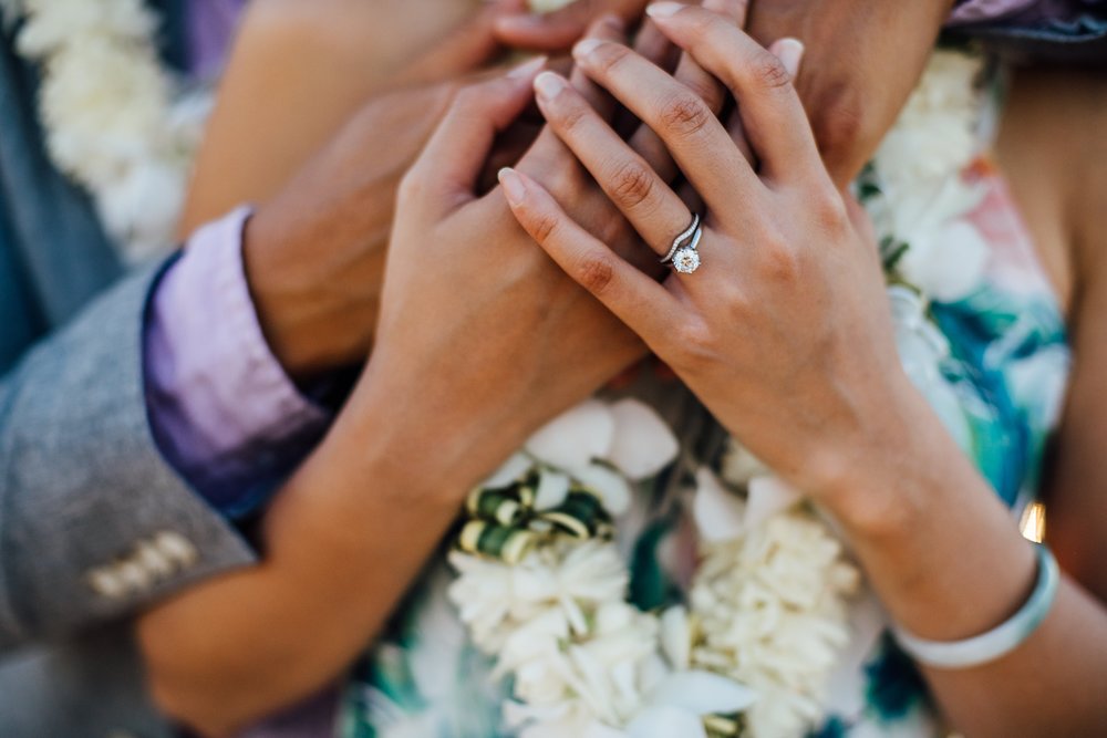 Wedding ring during a Mauna lani elopement
