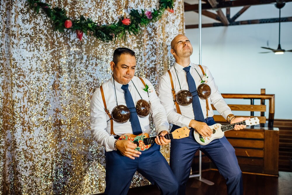 fun moments with groomsmen during Big Island reception