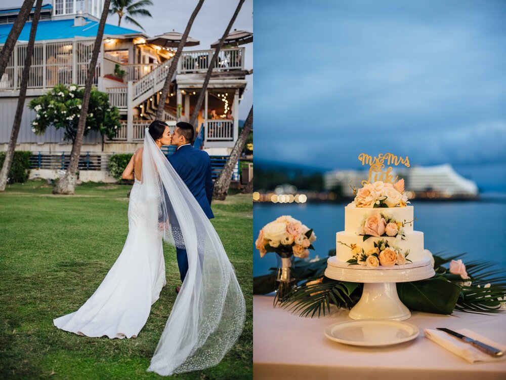 wedding-veil-and-cake-during-a-destination-wedding-in-hawaii
