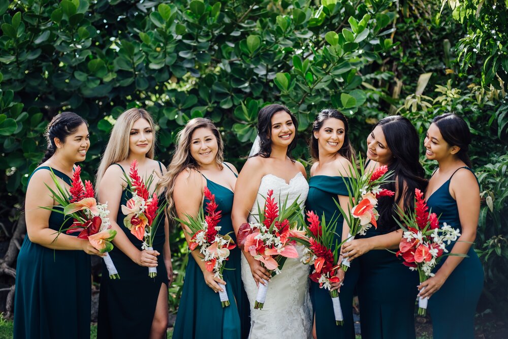Bride and bridesmaids at King Kamehameha Hotel Wedding