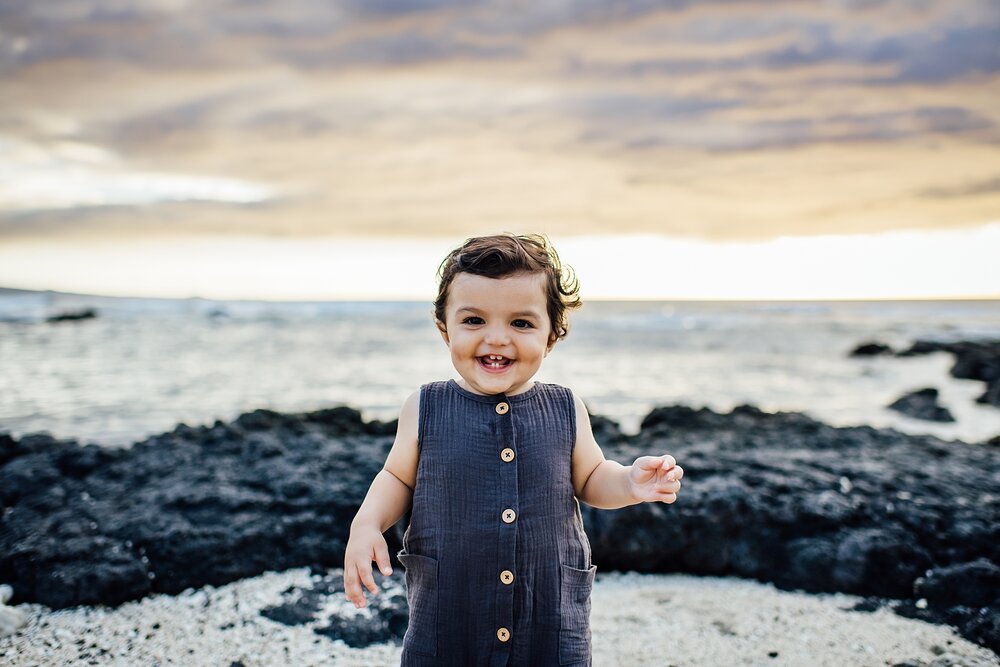 cute boy during a sunset family photography