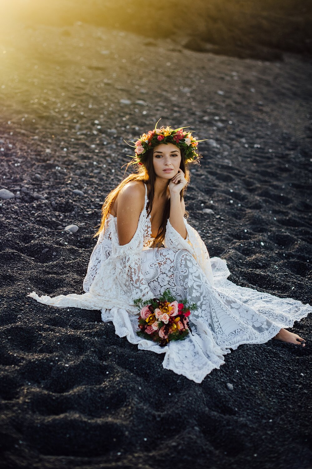 black sand beach sunset glow for this hawaii big island wedding