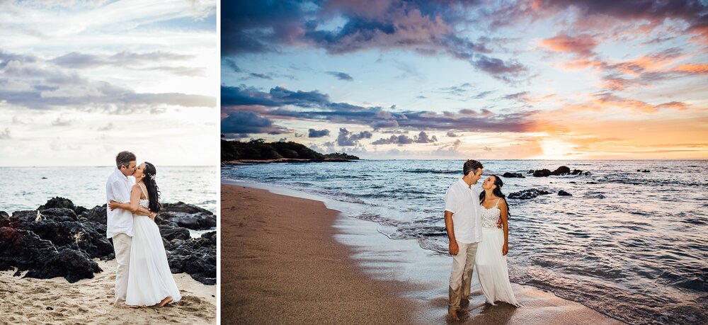 Magical sunset colors at this anniversary session in Hawaii