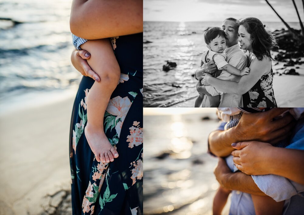 family loving on each other during their sunset session in kona big island