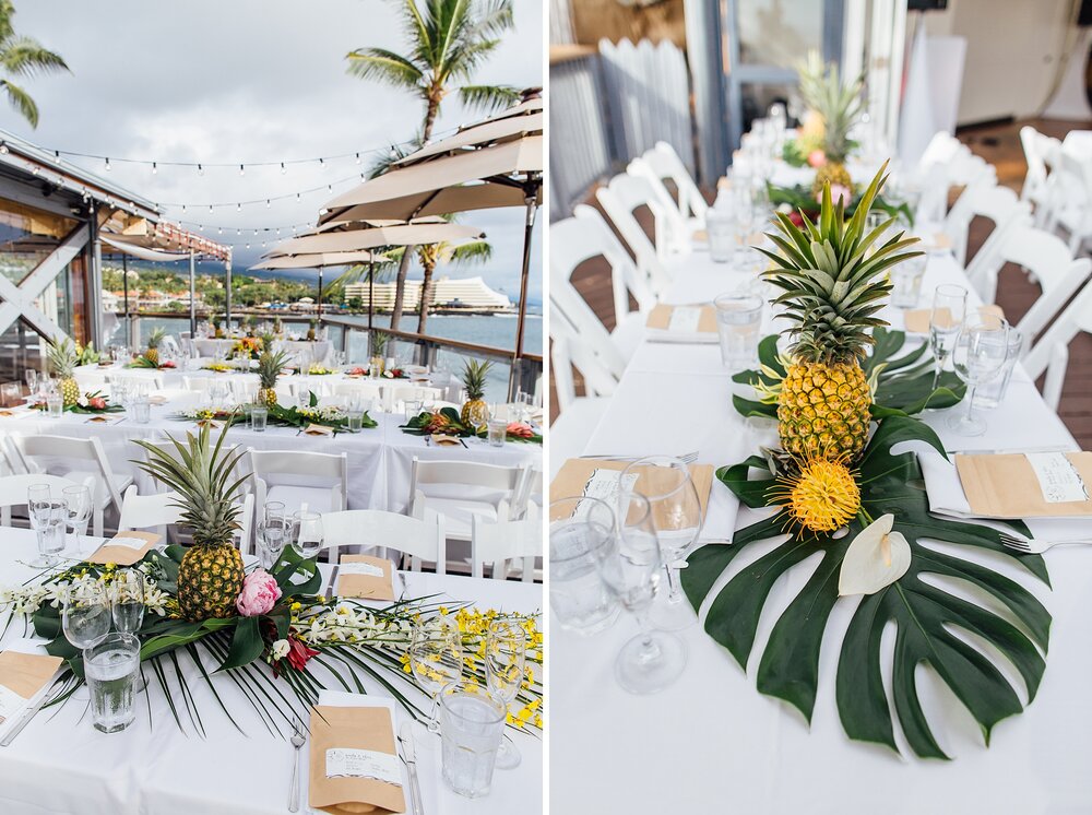 tablescape and decor for this big island papa kona wedding