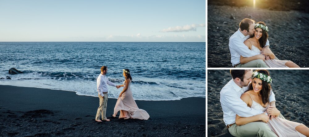 precious moments of the couple during black sand beach wedding