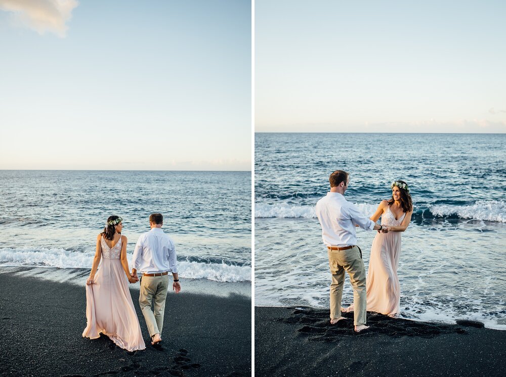 fun couple moments at the beach during their Hawaii wedding
