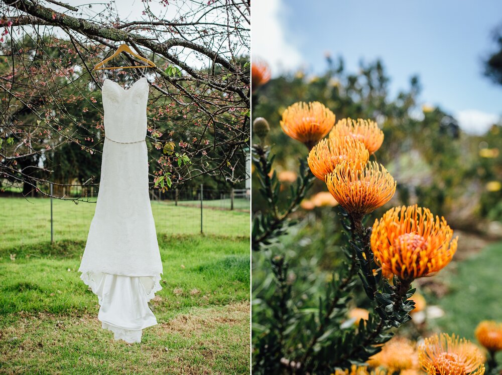 bridal dress and location lowers by Hawaii Wedding Photographer