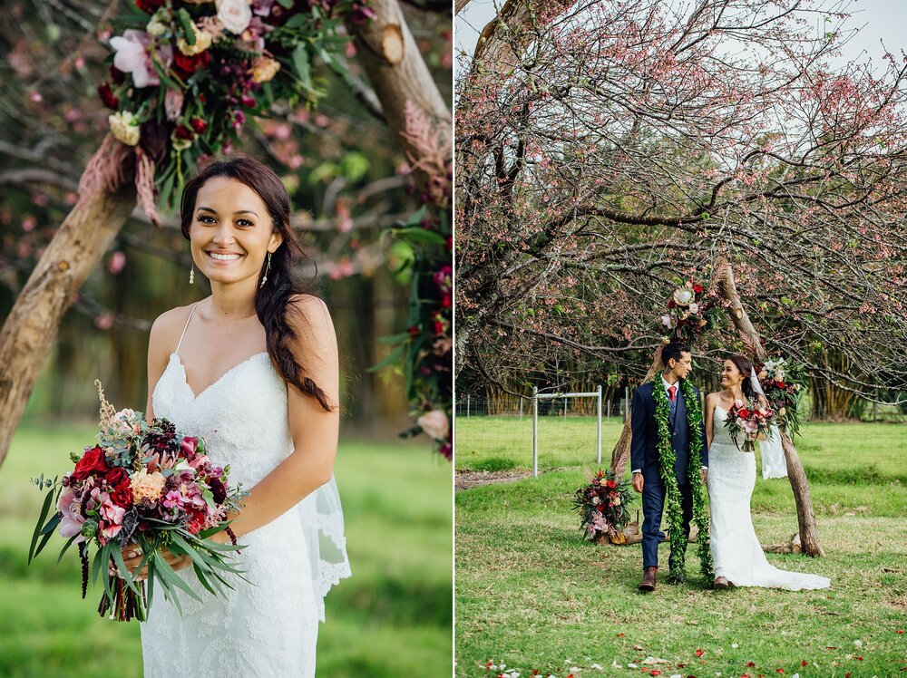 beautiful garden couple photos by Hawaii wedding photographer
