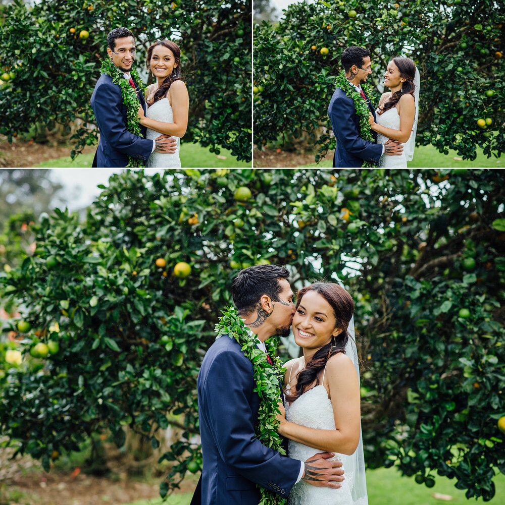 happy bride and groom during their Hawaii wedding