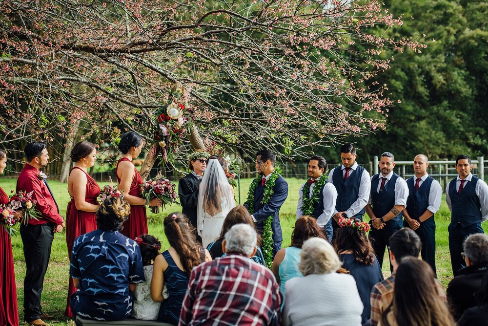 garden wedding ceremony by Hawaii photographer