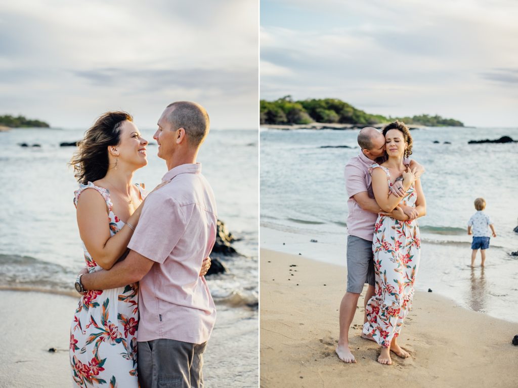 sweet beach moments of mom and dad by Big Island photographer