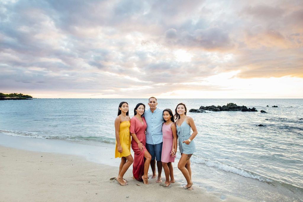beautiful family portrait by the beach by Hawaii photographer