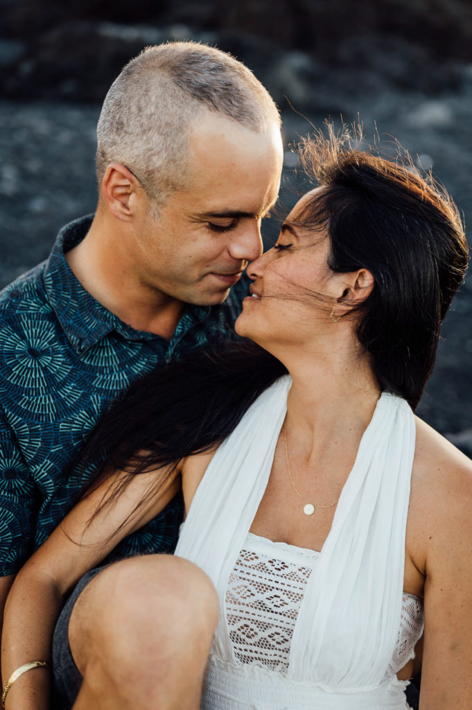 mom and dad's romantic captured moment by Big Island photographer
