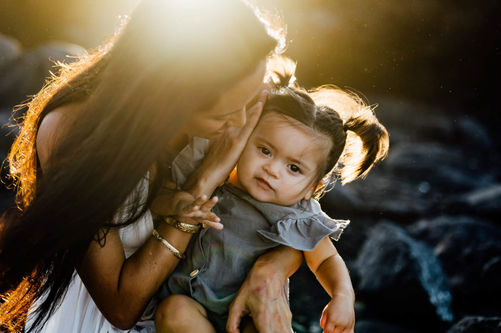 golden hour with mom and daughter by Big Island photographer