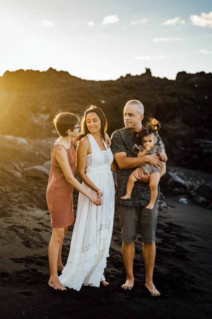 candid family portrait at Kiholo bay by Big Island photographer