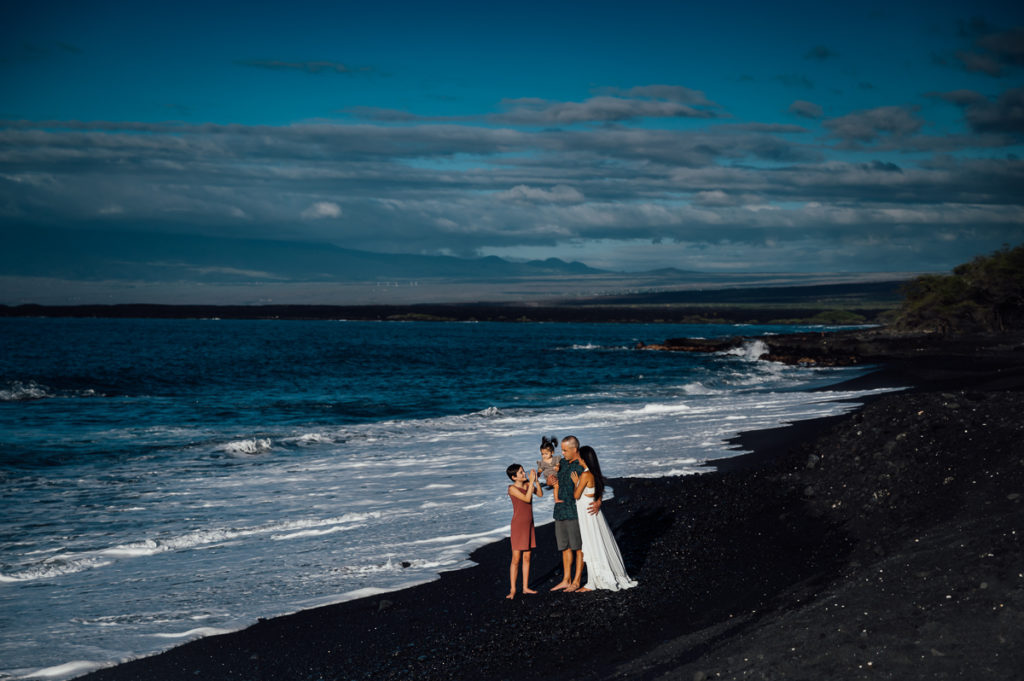 perfect black sand beach location for Big Island family session