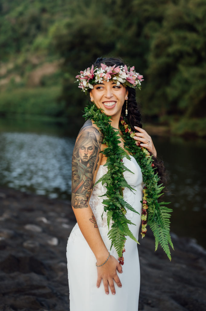 the radiant bride during an adventure Hawaii elopement