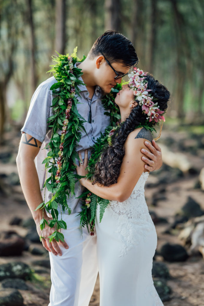 intimate moment with the bride and groom during adventure elopement