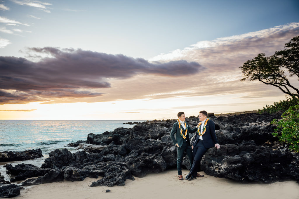 beautiful sunset during a Big Island wedding