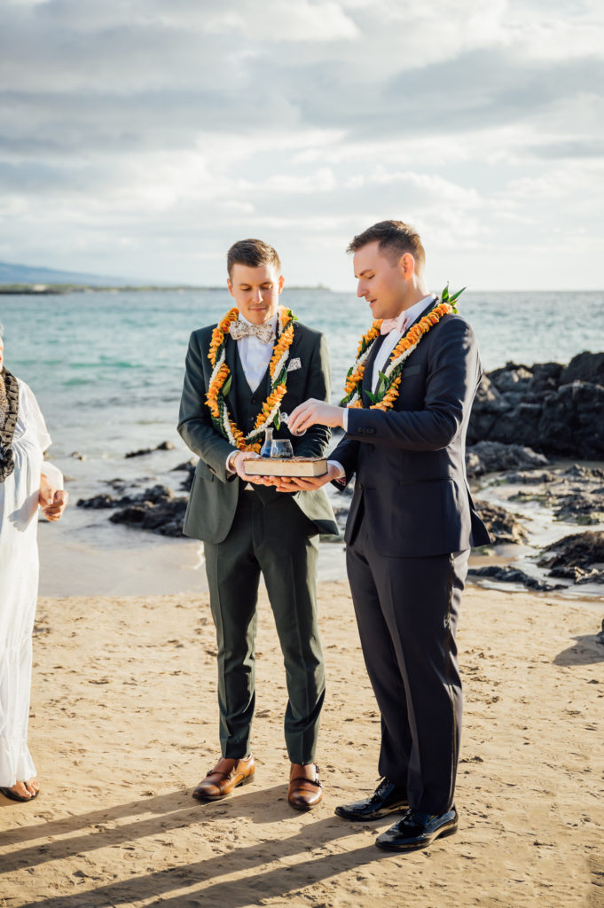 the sand ceremony during a Big Island wedding