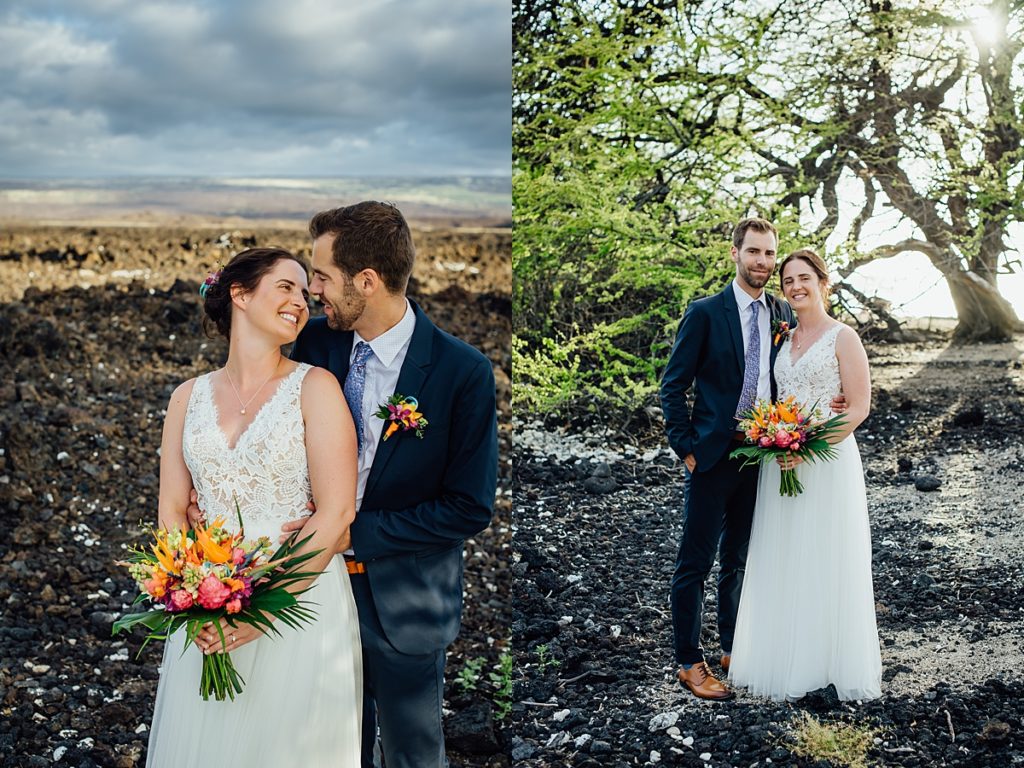 sweet wedding photos of the newlyweds on the Big Island