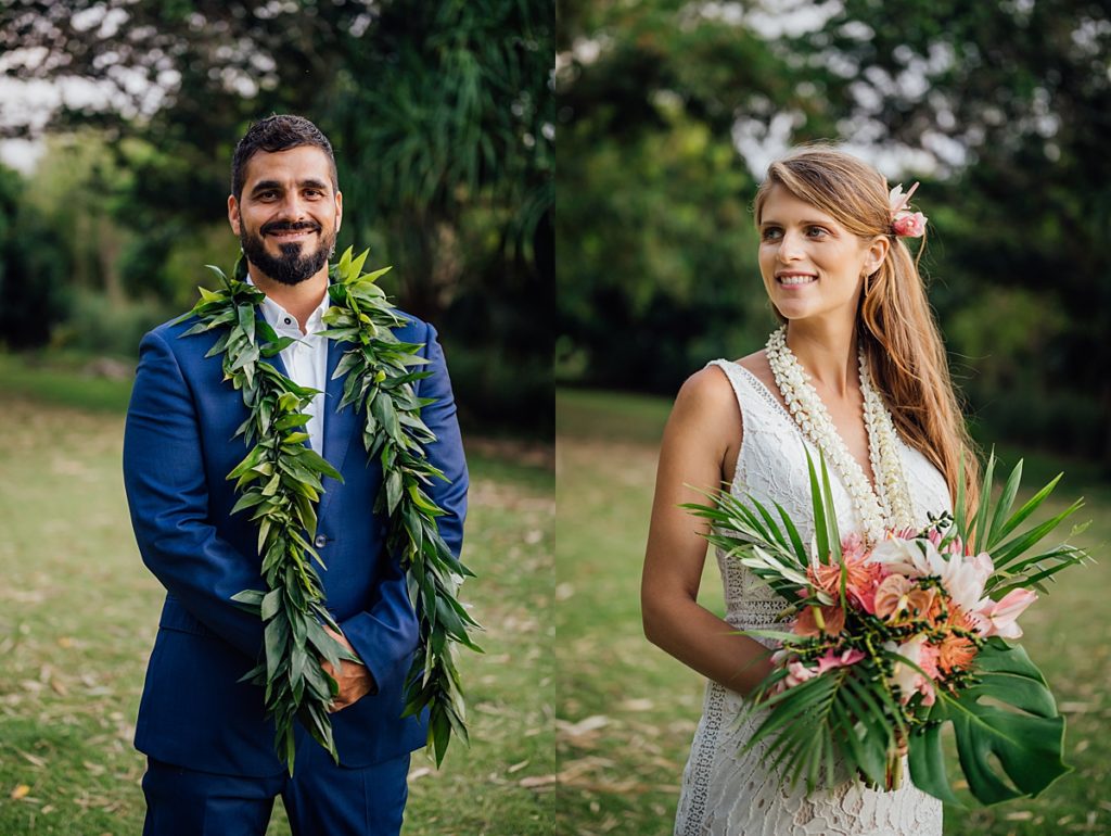 wedding photos of the dashing groom and gorgeous bride during their Big Island wedding