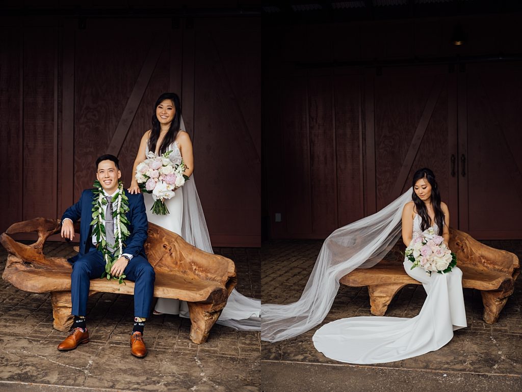 beautiful wedding photos of the bride and groom during their Big Island wedding