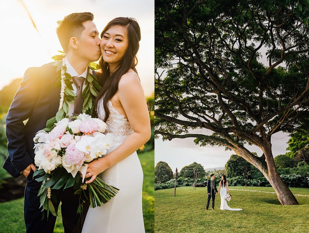 wedding photos of bride and groom during their Big Island wedding by Ann Ferguson Photography