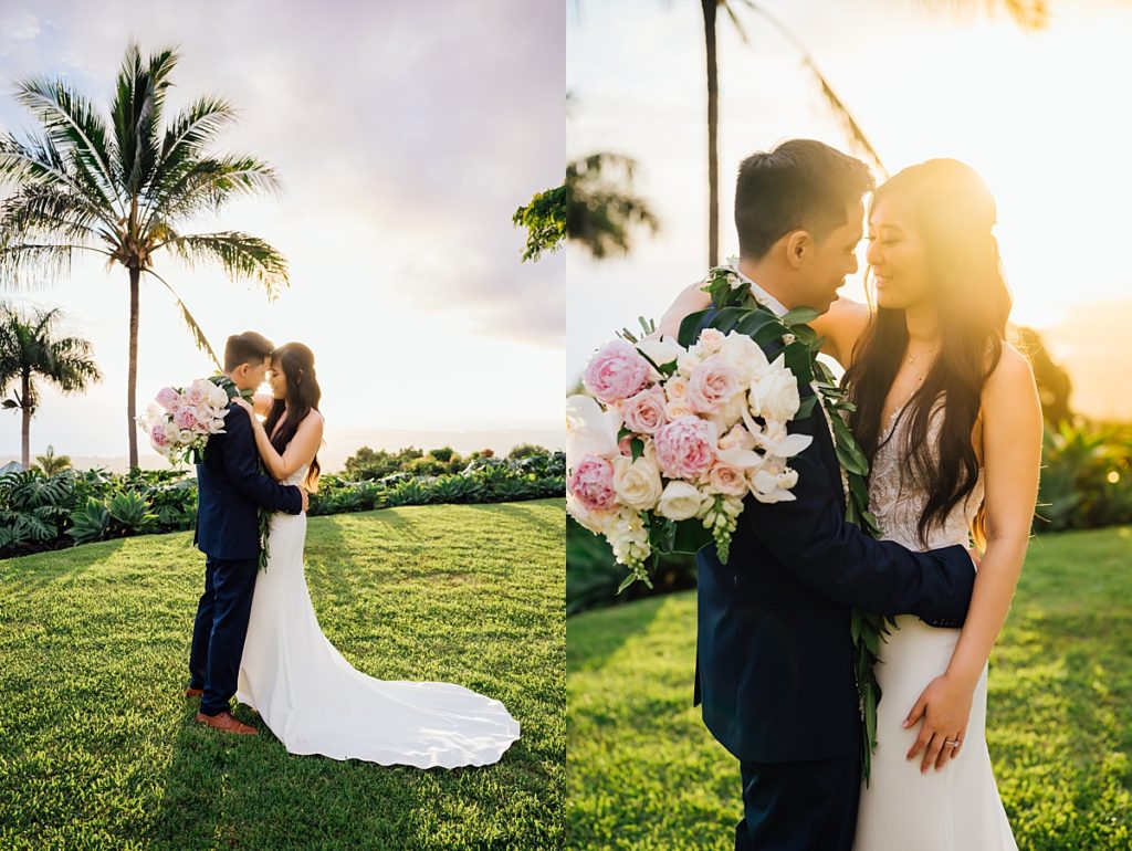 sweet photos of the bride and groom during their Big Island wedding by Ann Ferguson