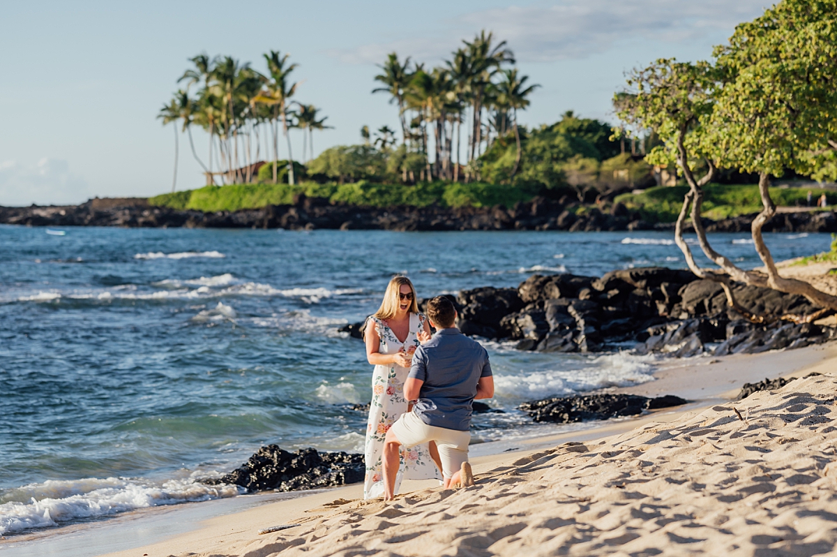 Hawaii sunset engagement proposal