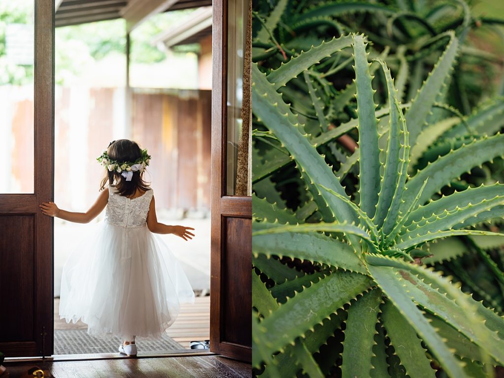 photo of a flower girl and venue's lush greens