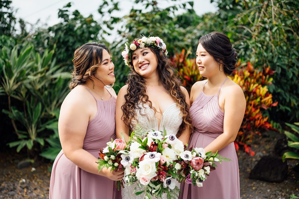photo of the bride and her bridesmaids during her Hawaii wedding