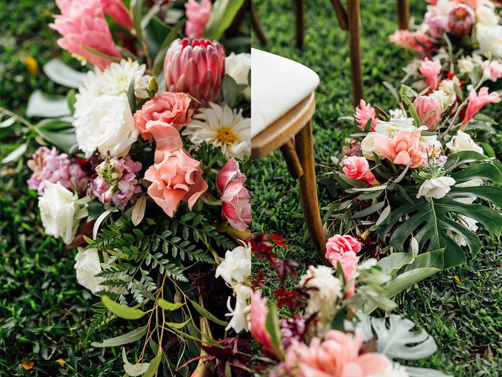 photo of the wedding florals by wedding photographer