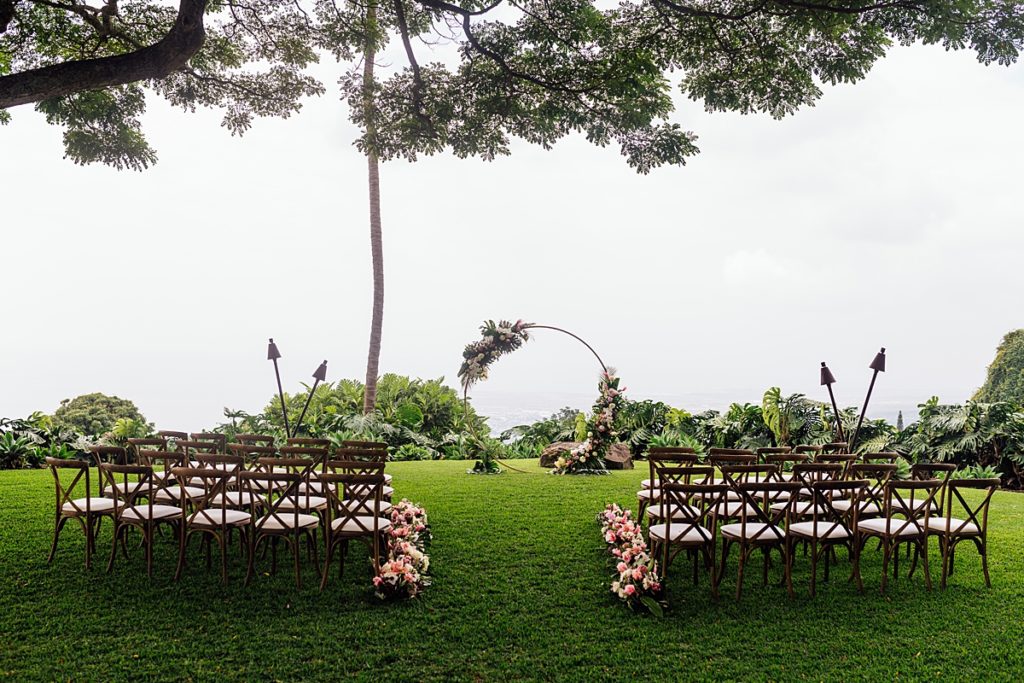 photo of beautiful wedding ceremony set up at the Big Island