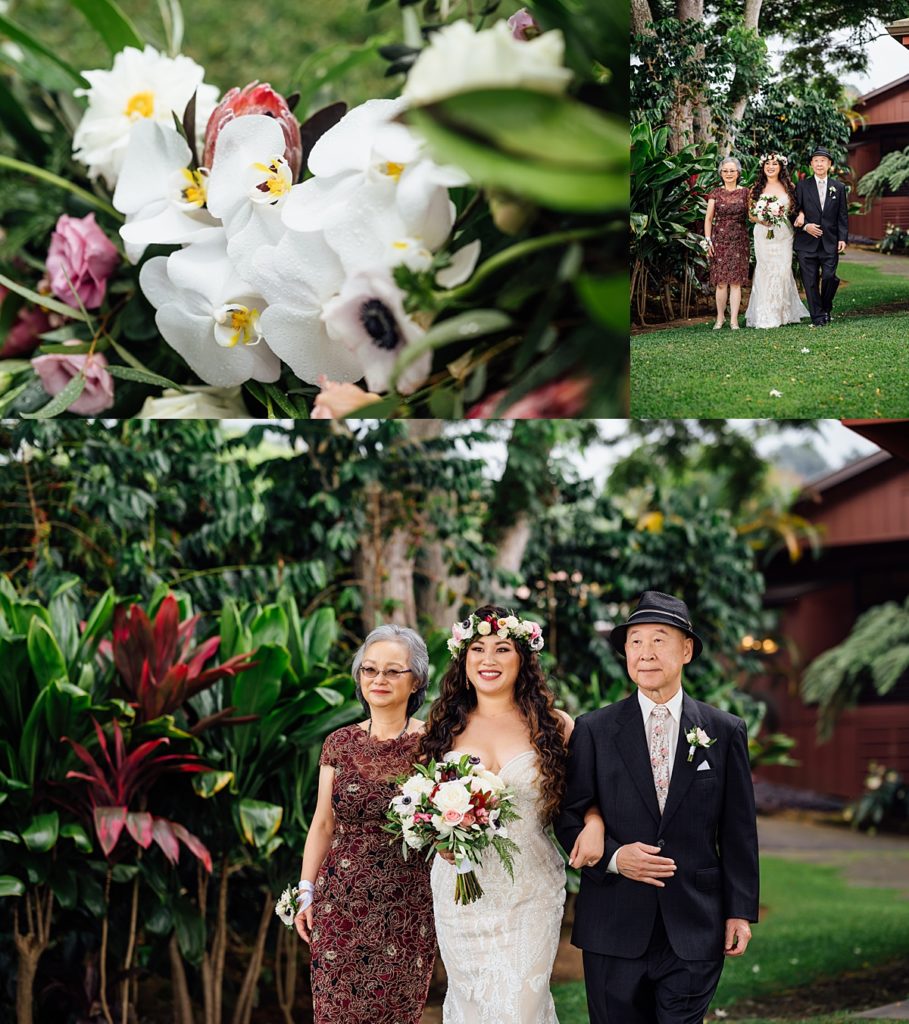 photo of the bride and her parents by wedding photographer